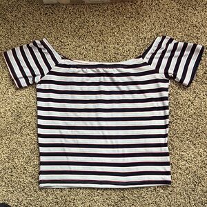 Ardene Striped Off-Shoulder Crop Top